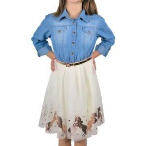 Pink & Violet Girls' Denim Tutu Dress Denim/Ivory 12